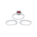 3Piece Wedding Ring Band Round Simulated Cubic Zirconia 925 Sterling Silver