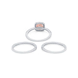 3Piece Wedding Ring Band Round Simulated Cubic Zirconia 925 Sterling Silver