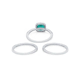 3Piece Wedding Ring Band Round Simulated Cubic Zirconia 925 Sterling Silver