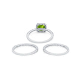 3Piece Wedding Ring Band Round Simulated Cubic Zirconia 925 Sterling Silver