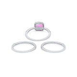 3Piece Wedding Ring Band Round Simulated Cubic Zirconia 925 Sterling Silver