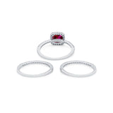 3Piece Wedding Ring Band Round Simulated Cubic Zirconia 925 Sterling Silver