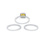 3Piece Wedding Ring Band Round Simulated Cubic Zirconia 925 Sterling Silver