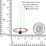 Petite Dainty Wedding Ring Simulated Round Cubic Zirconia 925 Sterling Silver