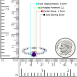 Petite Dainty Wedding Ring Simulated Round Cubic Zirconia 925 Sterling Silver