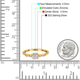 Petite Dainty Wedding Ring Simulated Round Cubic Zirconia 925 Sterling Silver