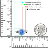 Oval Engagement Ring Halo Simulated Cubic Zirconia 925 Sterling Silver