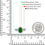 Oval Engagement Ring Halo Simulated Cubic Zirconia 925 Sterling Silver