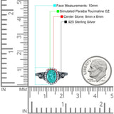 Oval Engagement Ring Halo Simulated Cubic Zirconia 925 Sterling Silver
