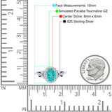 Oval Engagement Ring Halo Simulated Cubic Zirconia 925 Sterling Silver