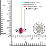 Oval Engagement Ring Halo Simulated Cubic Zirconia 925 Sterling Silver