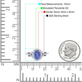 Oval Engagement Ring Halo Simulated Cubic Zirconia 925 Sterling Silver