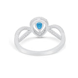 Teardrop Wedding Ring Pear Round Simulated Cubic Zirconia 925 Sterling Silver