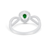 Teardrop Wedding Ring Pear Round Simulated Cubic Zirconia 925 Sterling Silver