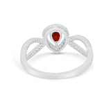 Teardrop Wedding Ring Pear Round Simulated Cubic Zirconia 925 Sterling Silver