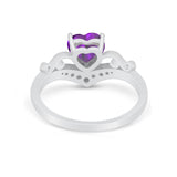 Heart Filigree Thumb Ring Round Simulated Cubic Zirconia 925 Sterling Silver