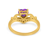 Heart Filigree Thumb Ring Round Simulated Cubic Zirconia 925 Sterling Silver