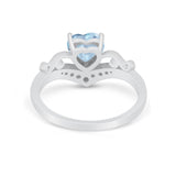 Heart Filigree Thumb Ring Round Simulated Cubic Zirconia 925 Sterling Silver
