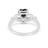 Heart Filigree Thumb Ring Round Simulated Cubic Zirconia 925 Sterling Silver
