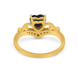 Heart Filigree Thumb Ring Round Simulated Cubic Zirconia 925 Sterling Silver