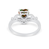Heart Filigree Thumb Ring Round Simulated Cubic Zirconia 925 Sterling Silver