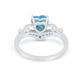 Heart Filigree Thumb Ring Round Simulated Cubic Zirconia 925 Sterling Silver