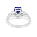 Heart Filigree Thumb Ring Round Simulated Cubic Zirconia 925 Sterling Silver