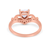 Heart Filigree Thumb Ring Round Simulated Cubic Zirconia 925 Sterling Silver