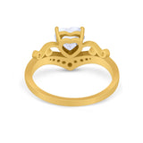 Heart Filigree Thumb Ring Round Simulated Cubic Zirconia 925 Sterling Silver