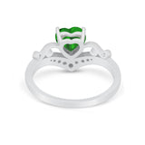 Heart Filigree Thumb Ring Round Simulated Cubic Zirconia 925 Sterling Silver