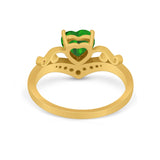 Heart Filigree Thumb Ring Round Simulated Cubic Zirconia 925 Sterling Silver