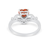 Heart Filigree Thumb Ring Round Simulated Cubic Zirconia 925 Sterling Silver