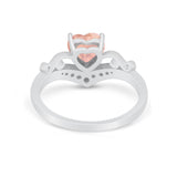 Heart Filigree Thumb Ring Round Simulated Cubic Zirconia 925 Sterling Silver