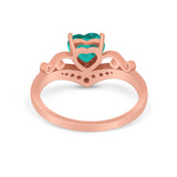 Heart Filigree Thumb Ring Round Simulated Cubic Zirconia 925 Sterling Silver