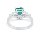 Heart Filigree Thumb Ring Round Simulated Cubic Zirconia 925 Sterling Silver