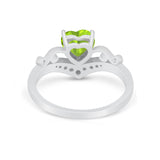 Heart Filigree Thumb Ring Round Simulated Cubic Zirconia 925 Sterling Silver