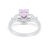 Heart Filigree Thumb Ring Round Simulated Cubic Zirconia 925 Sterling Silver