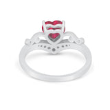 Heart Filigree Thumb Ring Round Simulated Cubic Zirconia 925 Sterling Silver