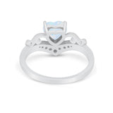 Heart Filigree Thumb Ring Round Simulated Cubic Zirconia 925 Sterling Silver