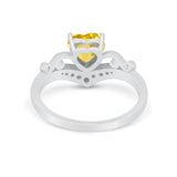 Heart Filigree Thumb Ring Round Simulated Cubic Zirconia 925 Sterling Silver