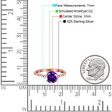 Solitaire Accent Wedding Ring Round Simulated Cubic Zirconia 925 Sterling Silver