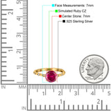 Solitaire Accent Wedding Ring Round Simulated Cubic Zirconia 925 Sterling Silver