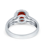 Halo Engagement Ring Accent Dazzling Simulated Cubic Zirconia 925 Sterling Silver