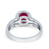Halo Engagement Ring Accent Dazzling Simulated Cubic Zirconia 925 Sterling Silver