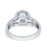 Halo Engagement Ring Accent Dazzling Simulated Cubic Zirconia 925 Sterling Silver