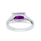 Sideways Fashion Ring Dainty Simulated Cubic Zirconia 925 Sterling Silver