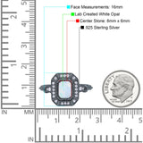 Radiant Cut Wedding Engagement Bridal Ring Lab Created Opal Round Simulated Cubic Zirconia 925 Sterling Silver