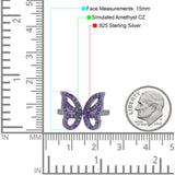 Butterfly Ring Wedding Band Simulated Cubic Zirconia 925 Sterling Silver (15mm)