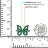 Butterfly Ring Wedding Band Simulated Cubic Zirconia 925 Sterling Silver (15mm)