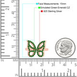Butterfly Ring Wedding Band Simulated Cubic Zirconia 925 Sterling Silver (15mm)